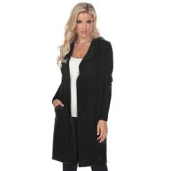 Women's White Mark Hooded Cardigan Charcoal Gray