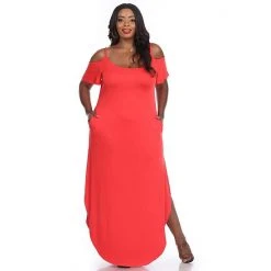 Plus Size White Mark Cold-Shoulder Maxi Dress Dark Blue -White Mark Sales unnamed file 1038