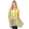 Women's White Mark Printed Tunic Top Yellow Circles