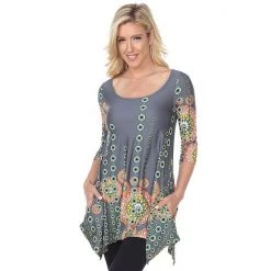 Women's White Mark Printed Tunic Top Yellow Circles -White Mark Sales unnamed file 1052