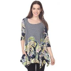 Women's White Mark Printed Tunic Top Yellow Circles -White Mark Sales unnamed file 1055