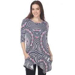 Women's White Mark Printed Tunic Top Yellow Circles -White Mark Sales unnamed file 1056