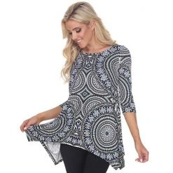 Women's White Mark Printed Tunic Top Yellow Circles -White Mark Sales unnamed file 1058