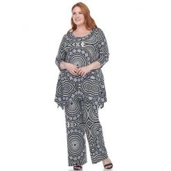 Plus Size White Mark Printed Tunic And Pant Set Blue
