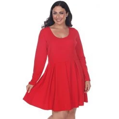 Plus Size White Mark Jenara Fit & Flare Dress Green -White Mark Sales unnamed file 1069