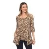 Women's White Mark Leopard Print Cold-Shoulder Tunic Brown Leopard -White Mark Sales unnamed file 1073