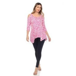 Women's White Mark Leopard Print Cold-Shoulder Tunic Brown Leopard -White Mark Sales unnamed file 1076