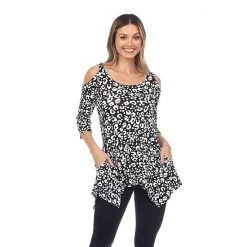 Women's White Mark Leopard Print Cold-Shoulder Tunic Brown Leopard -White Mark Sales unnamed file 1078