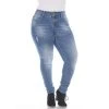 Plus Size White Mark Paint Splatter Skinny Jeans Blue