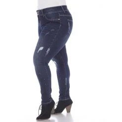 Plus Size White Mark Paint Splatter Skinny Jeans Blue -White Mark Sales unnamed file 1109