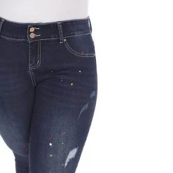 Plus Size White Mark Paint Splatter Skinny Jeans Blue -White Mark Sales unnamed file 1110