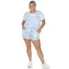 Plus Size White Mark 2-Piece Tee & Shorts Lounge Set Gray Tie Dye