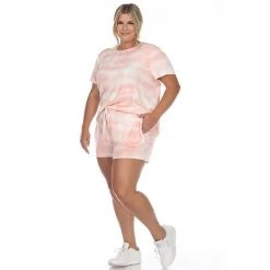 Plus Size White Mark 2-Piece Tee & Shorts Lounge Set Gray Tie Dye -White Mark Sales unnamed file 1125