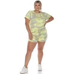 Plus Size White Mark 2-Piece Tee & Shorts Lounge Set Gray Tie Dye -White Mark Sales unnamed file 1129