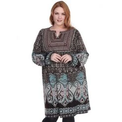 Plus Size White Mark Embroidered Sweater Dress Brown -White Mark Sales unnamed file 1156
