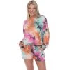 Women's White Mark 2-Piece Tie Dye Top & Shorts Pajama Set Pink