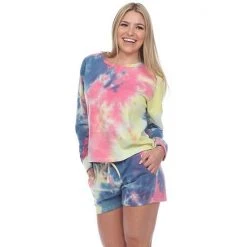 Women's White Mark 2-Piece Tie Dye Top & Shorts Pajama Set Pink -White Mark Sales unnamed file 1159
