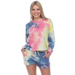 Women's White Mark 2-Piece Tie Dye Top & Shorts Pajama Set Pink -White Mark Sales unnamed file 1164