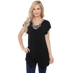 Women's White Mark Embellished Handkerchief Tee Navy -White Mark Sales unnamed file 1169