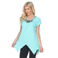 Women's White Mark Embellished Handkerchief Tee Navy -White Mark Sales unnamed file 1172