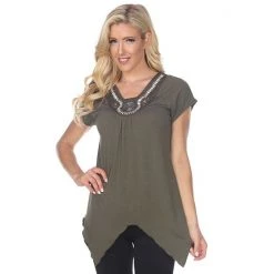 Women's White Mark Embellished Handkerchief Tee Navy -White Mark Sales unnamed file 1175