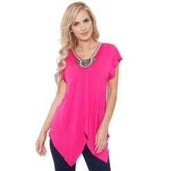 Women's White Mark Embellished Handkerchief Tee Navy -White Mark Sales unnamed file 1176