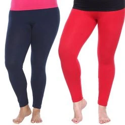 Plus Size White Mark 2-Pack Leggings Black Burgundy -White Mark Sales unnamed file 1180