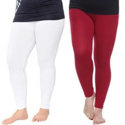 Plus Size White Mark 2-Pack Leggings Black Burgundy -White Mark Sales unnamed file 1181
