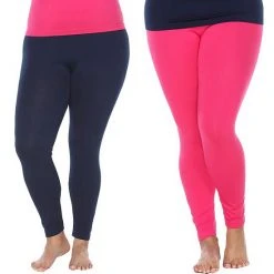 Plus Size White Mark 2-Pack Leggings Black Burgundy -White Mark Sales unnamed file 1184