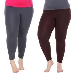 Plus Size White Mark 2-Pack Leggings Black Burgundy -White Mark Sales unnamed file 1185