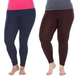 Plus Size White Mark 2-Pack Leggings Black Burgundy -White Mark Sales unnamed file 1187