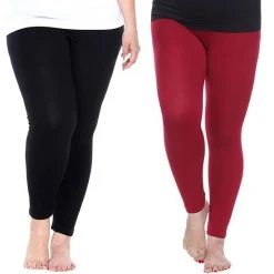 Plus Size White Mark 2-Pack Leggings Black Burgundy -White Mark Sales unnamed file 1188