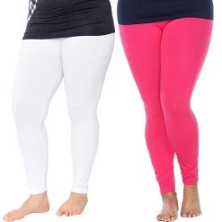 Plus Size White Mark 2-Pack Leggings Black Burgundy -White Mark Sales unnamed file 1190