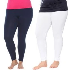 Plus Size White Mark 2-Pack Leggings Black Burgundy -White Mark Sales unnamed file 1192