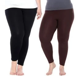 Plus Size White Mark 2-Pack Leggings Black Burgundy -White Mark Sales unnamed file 1193