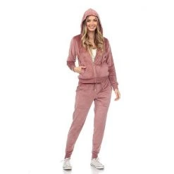 Women's White Mark Rhinestone 2-Piece Velour Tracksuit Set Pink -White Mark Sales unnamed file 125