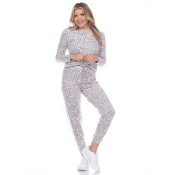 Women's White Mark 2-Piece Top & Bottoms Leopard Pajama Set -White Mark Sales unnamed file 1254