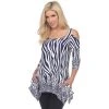 Women's White Mark Printed Cold Shoulder Tunic Top Blue Circles