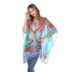 Women's White Mark Lace-Up Caftan Blue