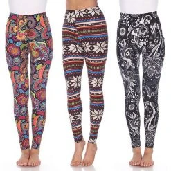 Women's White Mark Pack Of 3 Leggings Snowflake Reindeer -White Mark Sales unnamed file 1329