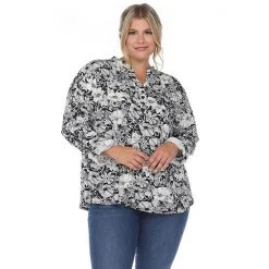 Plus Size White Mark Pleated Floral Print Blouse Mint -White Mark Sales unnamed file 135