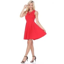 Women's White Mark Shay Fit & Flare Dress Red -White Mark Sales unnamed file 1358