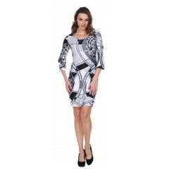 Women's White Mark Geometric Print Mini Dress Grey