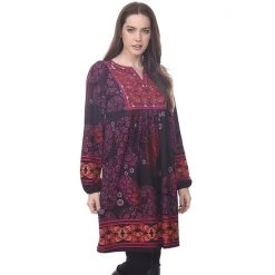 Women's White Mark Smocked Paisley Sweaterdress Gray -White Mark Sales unnamed file 1374