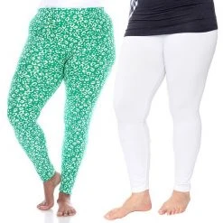 Plus Size White Mark 2-Pack Leopard & Solid Leggings Set Black Leopard -White Mark Sales unnamed file 1377
