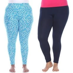Plus Size White Mark 2-Pack Leopard & Solid Leggings Set Black Leopard -White Mark Sales unnamed file 1378