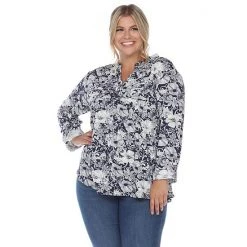Plus Size White Mark Pleated Floral Print Blouse Mint -White Mark Sales unnamed file 138