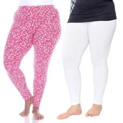 Plus Size White Mark 2-Pack Leopard & Solid Leggings Set Black Leopard -White Mark Sales unnamed file 1380