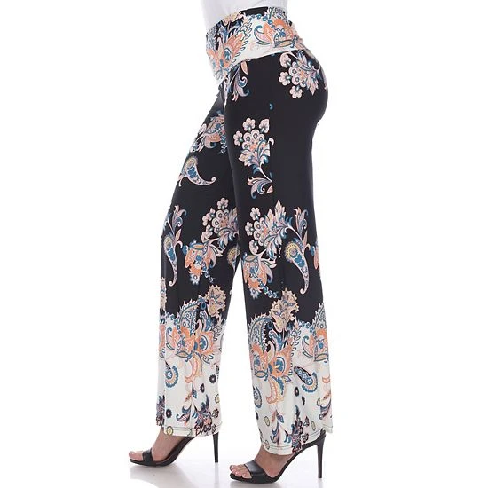Women's White Mark Paisley Palazzo Pants Yellow 5 Women's White Mark Paisley Palazzo Pants Yellow - Image 3