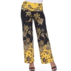 Women's White Mark Paisley Palazzo Pants Yellow 11 Women's White Mark Paisley Palazzo Pants Yellow -White Mark Sales unnamed file 1396